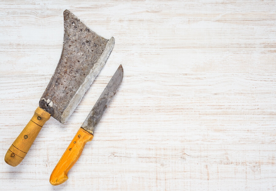 Zardzewiałe noże kuchenne