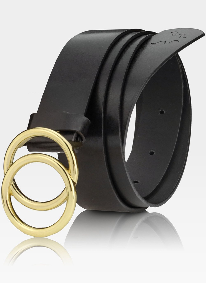 Czarny pasek damski ze słotą klamrą