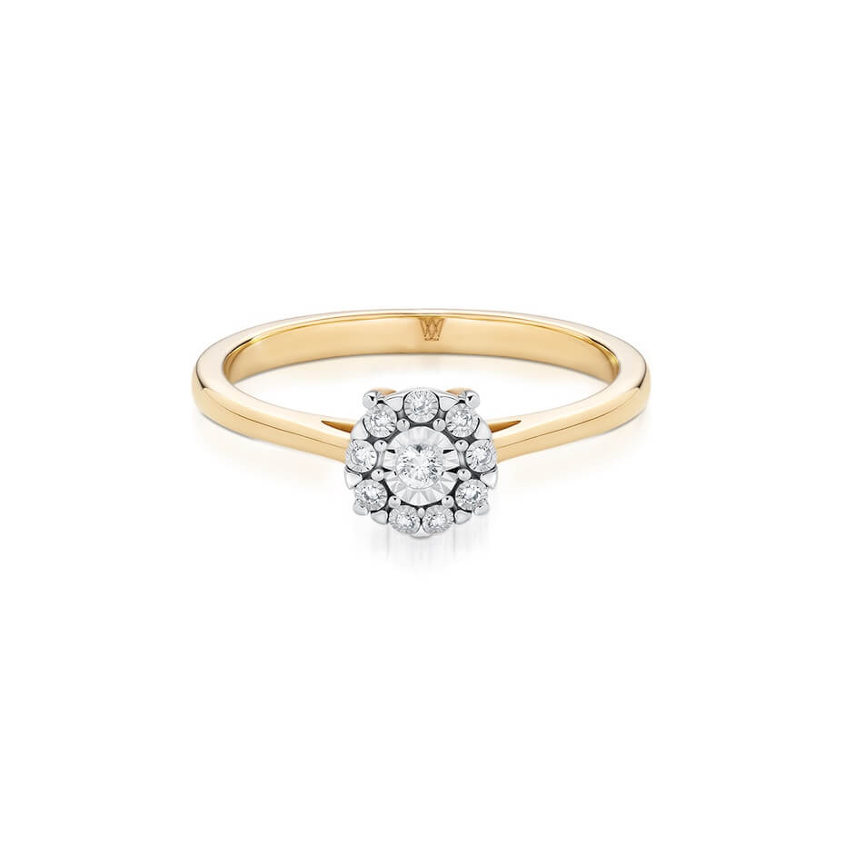 Złoty pierścionek z brylantami