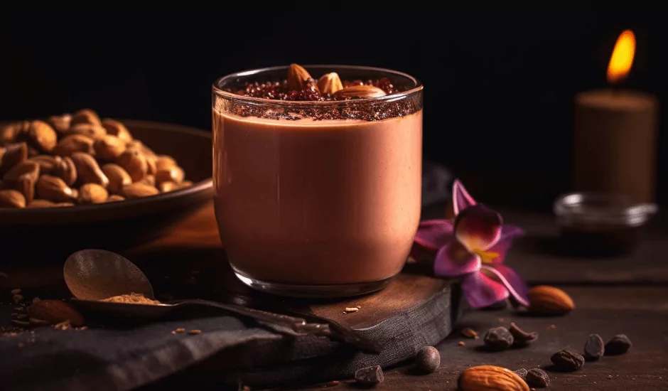 Koktajl z nasionami, orzechami i niesłodzonym kakao